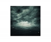 80x80cm Ozean Sturm Wellen Wolkenhimmel Blitze