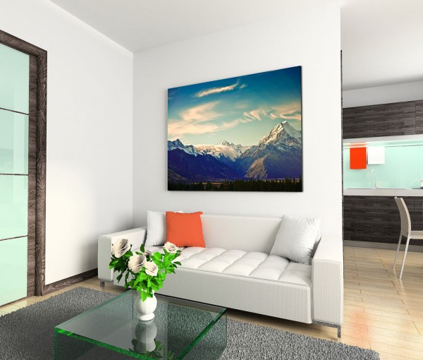 120x80cm Wandbild Neuseeland Nationalpark Berge Schnee