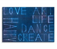 120x80cm Wandbild Hintergrund Schrift Worte blau