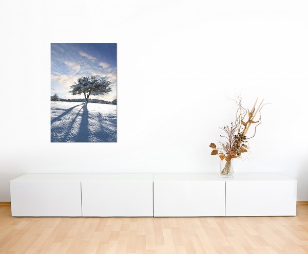 120x60cm Schnee Baum Schatten Winter