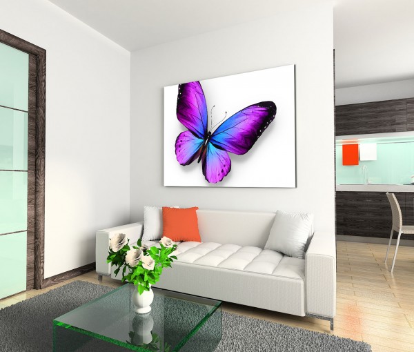 120x80cm Wandbild Schmetterling blau violett