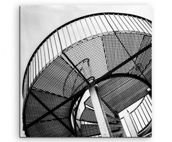 Industriefotografie Metall Wendeltreppe auf Leinwand exklusives Wandbild moderne Fotografie für ih