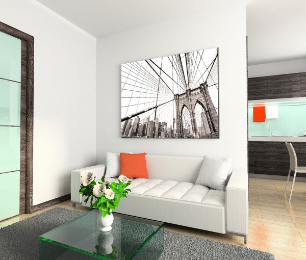 120x80cm Wandbild New York Brooklyn Bridge