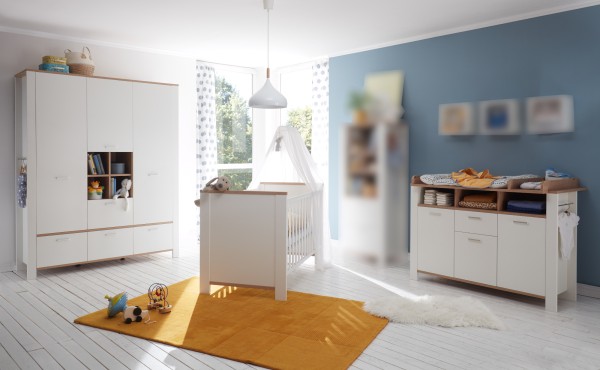 HOCHWERTIGES Babyzimmer Adele 3 teilig in Weiß und Asteiche von Mäusbacher mit Kleiderschrank, Babybett und Wickelkommode - Babyzimmermöbel, Sparset, Baby, Kinderzimmermöbel, Kinderzimmer, Babymöbel