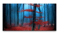 Bilder XXL Roter Blätterwald 50x100cm Wandbild auf Leinwand