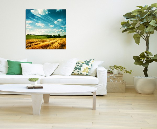 120x80cm Kornfeld Himmel Wolken blau