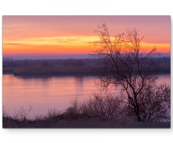 Sonnenuntergang am Fluss - Leinwandbild