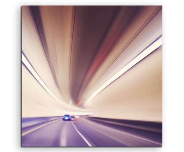 Künstlerische Fotografie Vintage Autobahn Tunnel auf Leinwand exklusives Wandbild moderne Fotograf