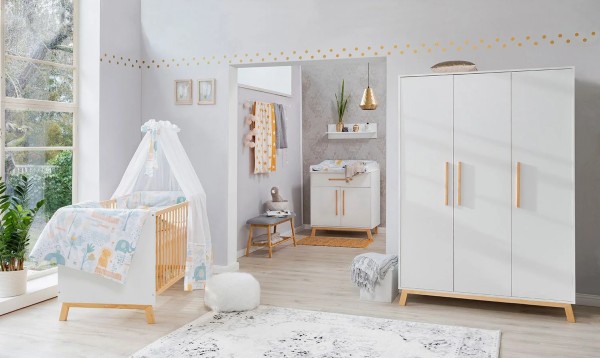 Babyzimmer Venice in Weiß und Buche Teilmassiv von SCHARTD 6 teilig +++ von möbel-direkt+++ schnell und günstig