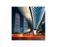 80x80cm Shanghai Lichter Nacht Brücke Gebäude