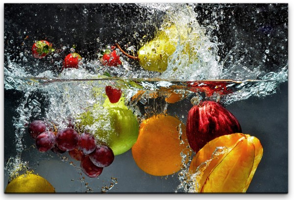 Obst und Gemüse in Wasser Wandbild in verschiedenen Größen