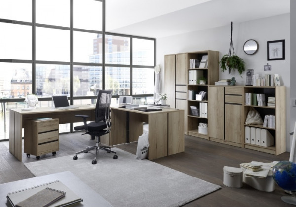Büromöbel Fjord in Cleveland Eiche und Steel 6 teilig +++ von möbel-direkt+++ schnell und günstig