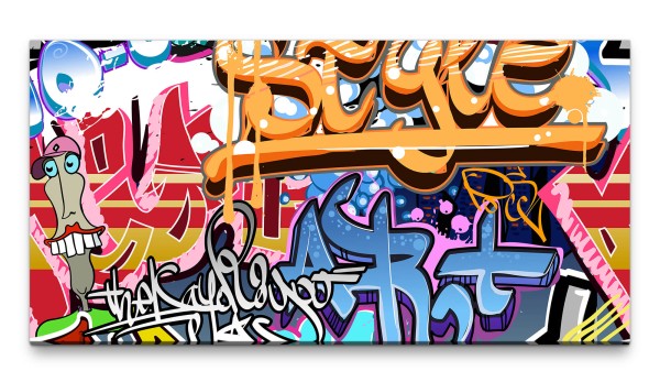 Bilder XXL Buntes Graffiti 50x100cm Wandbild auf Leinwand