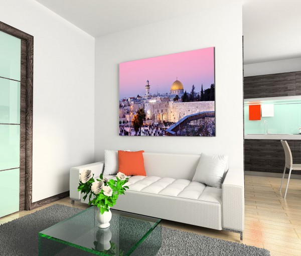 120x80cm Wandbild Israel Jerusalem Dom Stadt Menschen