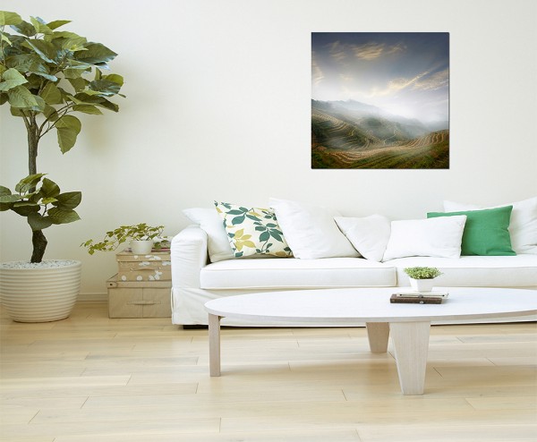 80x80cm Terrassen China Landschaft Himmel Wolken