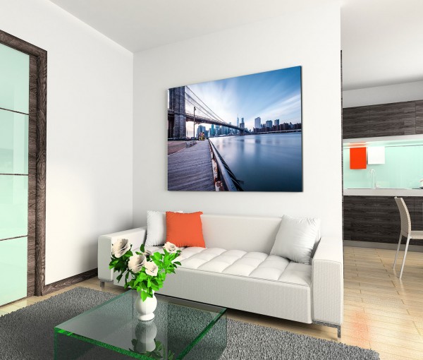 120x80cm Wandbild Manhattan Brooklyn Bridge Hudson River