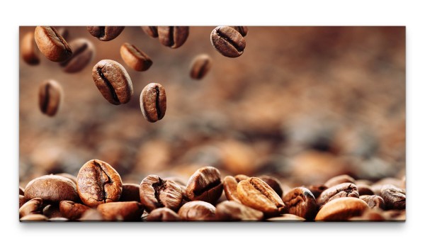 Bilder XXL fallende Kaffeebohnen 50x100cm Wandbild auf Leinwand