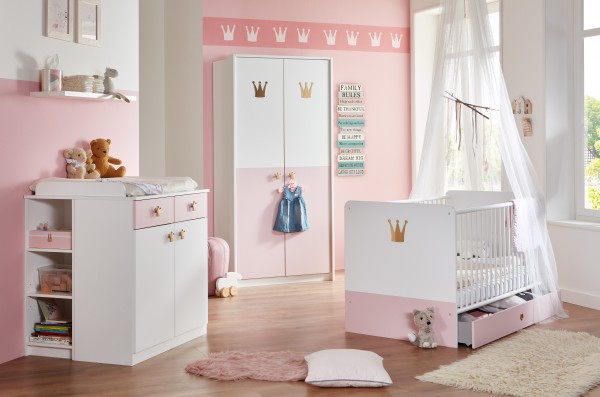 Babyzimmer Cindy 7 teilig in Weiß und Rosé von Wimex +++ von möbel-direkt+++ schnell und günstig