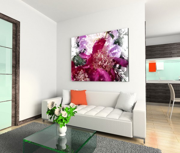 120x80cm Wandbild Wasserfarben Malerei Blumen Blüten