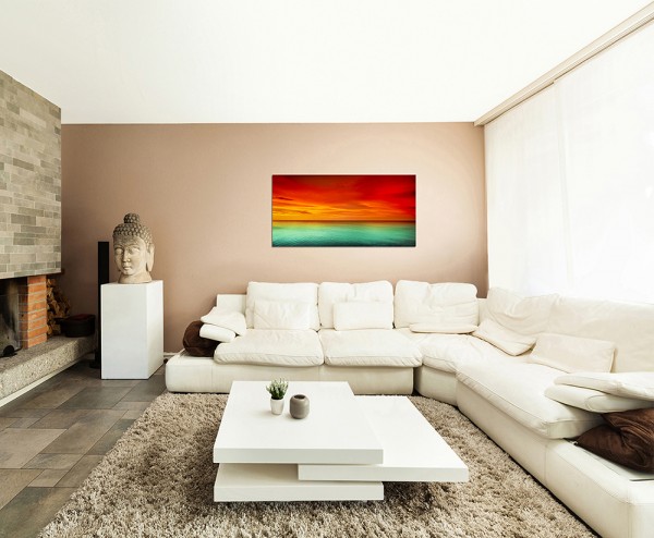 120x80cm Meer Horizont Himmel Abendrot