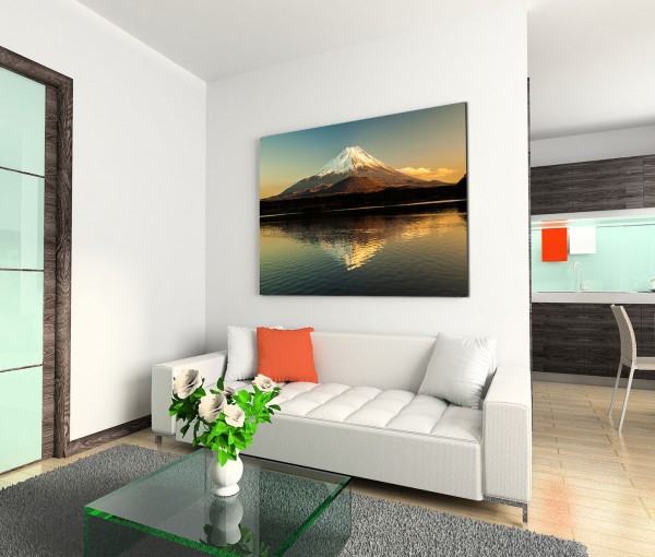 120x80cm Wandbild Fuji Berg Shoji See Spiegelung