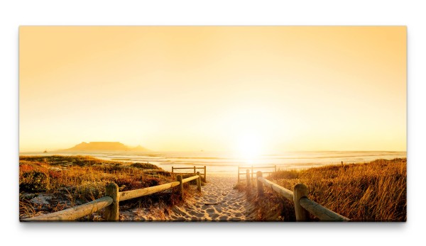 Bilder XXL Strandweg bei Sonnenuntergang 50x100cm Wandbild auf Leinwand