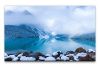 Bilder XXL See im Schnee Wandbild auf Leinwand