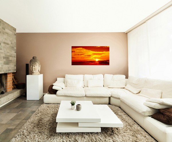 120x60cm Sonnenuntergang Himmel Wolken rot