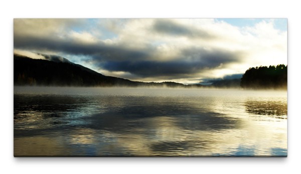 Bilder XXL See mit dunklen Wolken 50x100cm Wandbild auf Leinwand