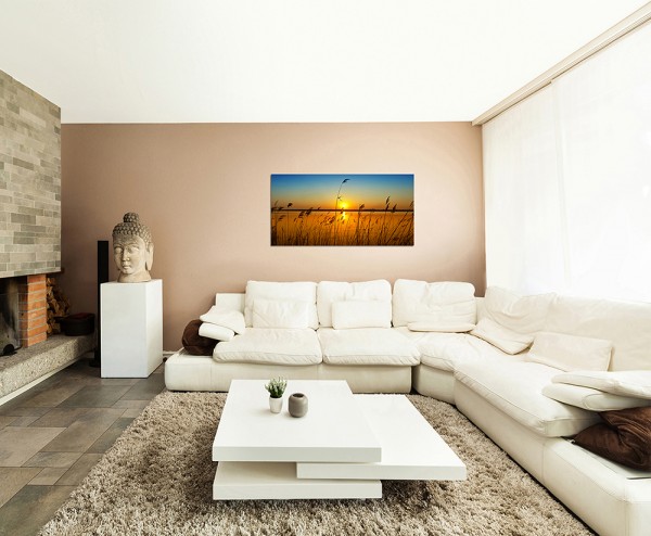 120x80cm Sonnenuntergang See Gras