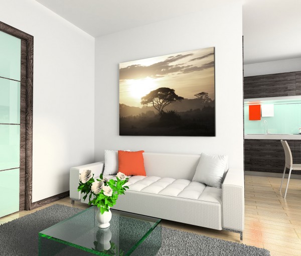 120x80cm Wandbild Kenia Akazie Baum Sonnenuntergang
