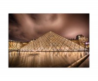 120x80cm Paris Louvre Pyramide Wasser Dämmerung