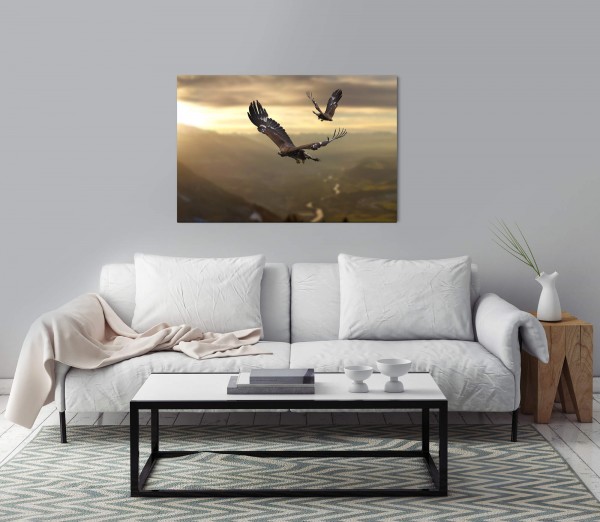 Adler in einer Gebirgslandschaft Wandbild in verschiedenen Größen