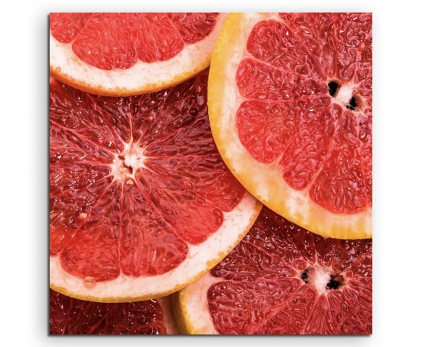 Food Fotografie Aufgeschnittene Grapefruit auf Leinwand exklusives Wandbild moderne Fotografie für