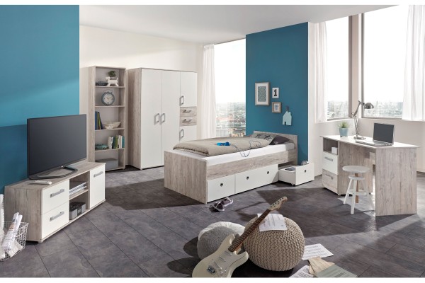 Jugendzimmer Bente in Eiche Sand und Weiß 5 teilig +++ von möbel-direkt+++ schnell und günstig