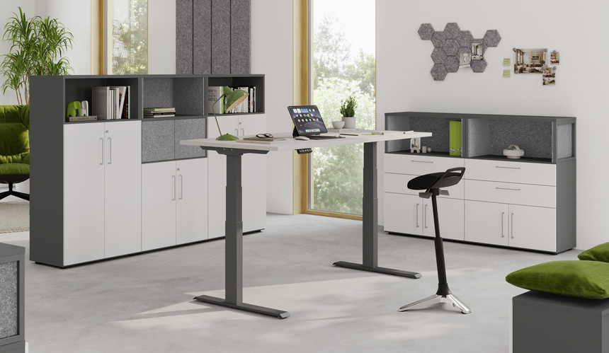 Büro Easy Office 6 teilig Büromöbel Komplett Set von der Marke Hammerbacher - werkzeuglose Montage!