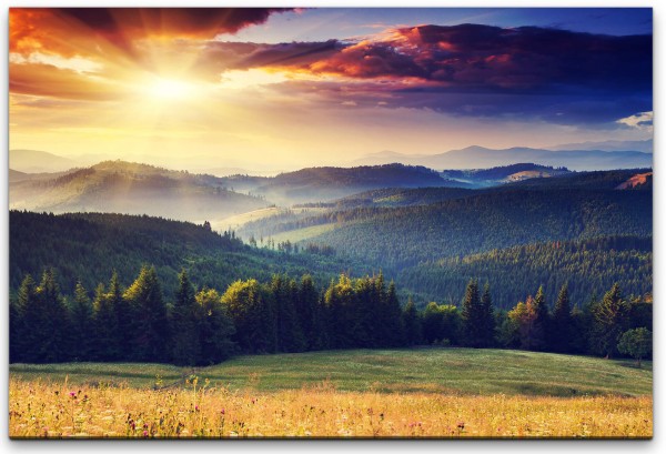 Landschaft mit Bergen und Wolken Wandbild in verschiedenen Größen