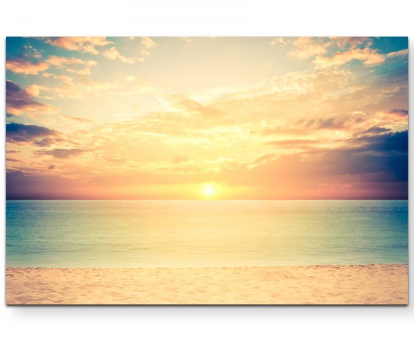 Strand im Sonnenuntergang Vintage - Leinwandbild