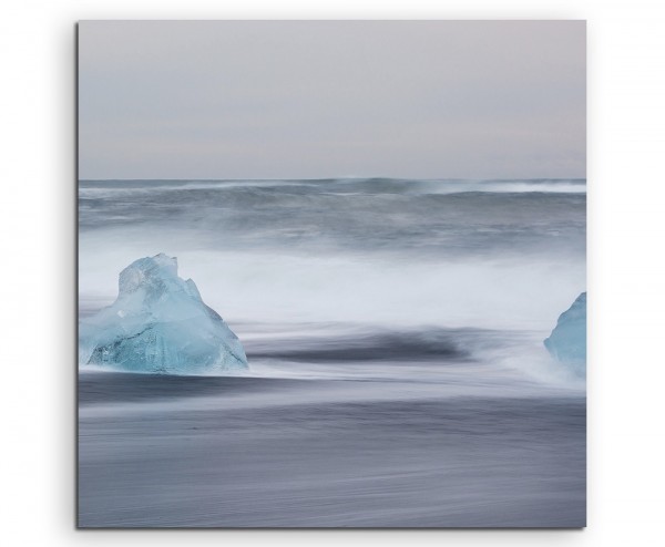 Landschaftsfotografie Eisschollen im Meer, Island auf Leinwand exklusives Wandbild moderne Fotogr