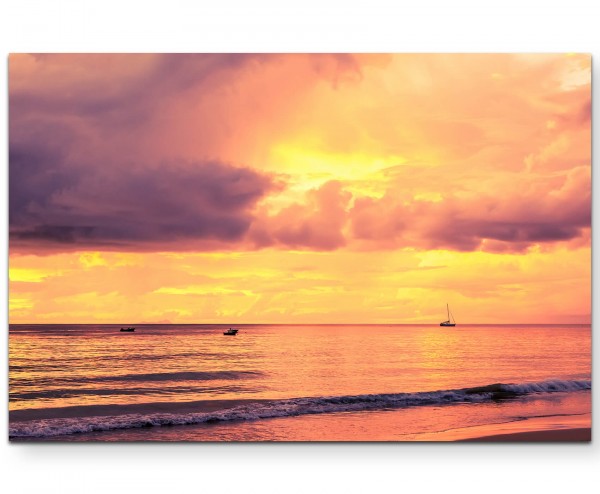 Sychellen Fotografie Sonnenuntergang - Leinwandbild