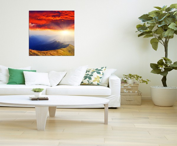 120x80cm Berge Sonnenuntergang Abendrot Wolken