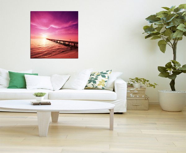 120x80cm Steg Wasser Meer Himmel Sonne Licht