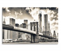 120x80cm Wandbild Brooklyn Bridge Manhattan Wolkenkratzer Wolken
