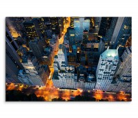 120x80cm Wandbild Manhattan Wolkenkratzer Straßen Nacht Lichter
