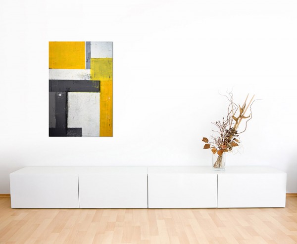 120x60cm Kunstmalerei Farben gelb/grau abstrakt