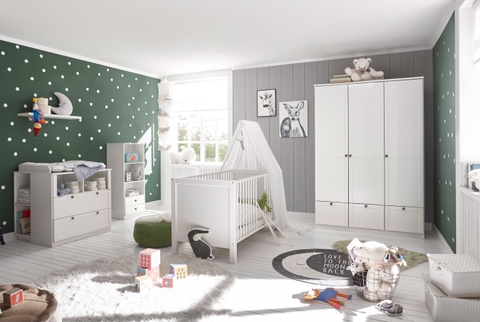 Babyzimmer Landhaus in Weiß mit Soft Close von Wimex mit MATRATZE