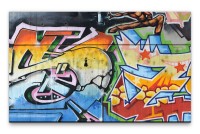 Bilder XXL Graffiti auf Beton Wandbild auf Leinwand