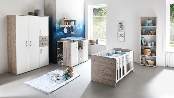 Babyzimmer Bente in Eiche Sand und Weiß von Arthur Berndt 7 teiliges Megaset +++ von möbel-direkt+++ schnell und günstig