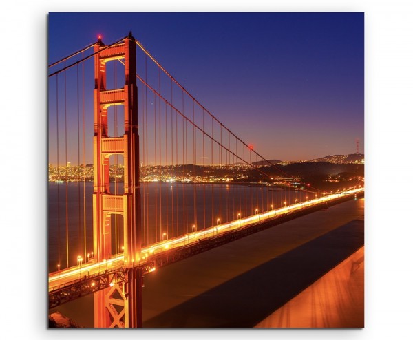 Urbane Fotografie - Golden Gate Bridge bei Nacht auf Leinwand