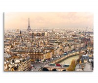 120x80cm Wandbild Paris Stadt Häuser Seine Eiffelturm